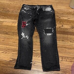 PRPS Distressed men’s  Black Jeans with Red Patch size 40 waist